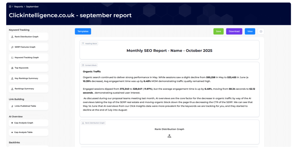 Drag & Drop SEO Report Builder